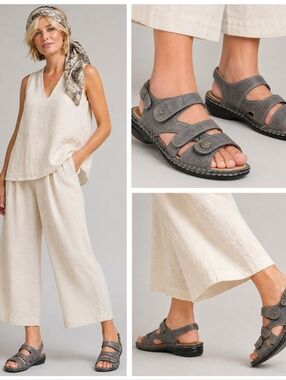 Finn Comfort Gomera Gray Leather Comfort Sandals $310 Size EU 40 US 9  S4081